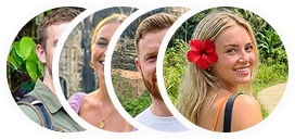 Four smiling travellers in Sri Lanka